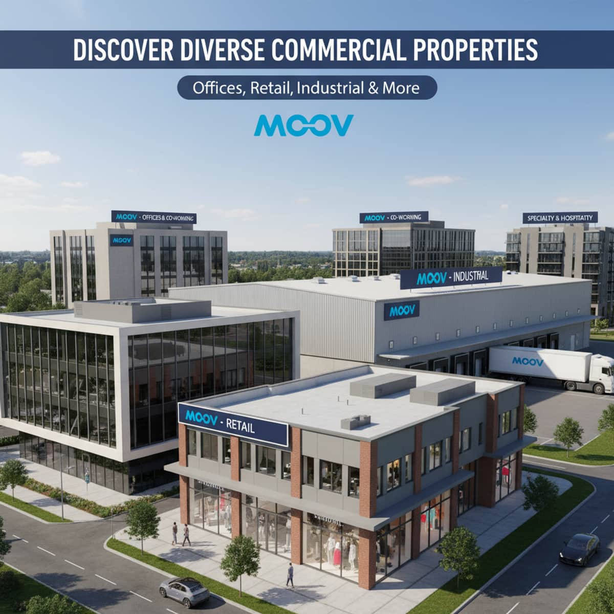Discover Diverse Commercial Properties: Offices, Retail, Industrial & More with MOOV